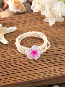 Bohemian Style Crystal & Seed Bead Bracelet, Layered Daisy Flower Design For Women - Multicolor - View 13