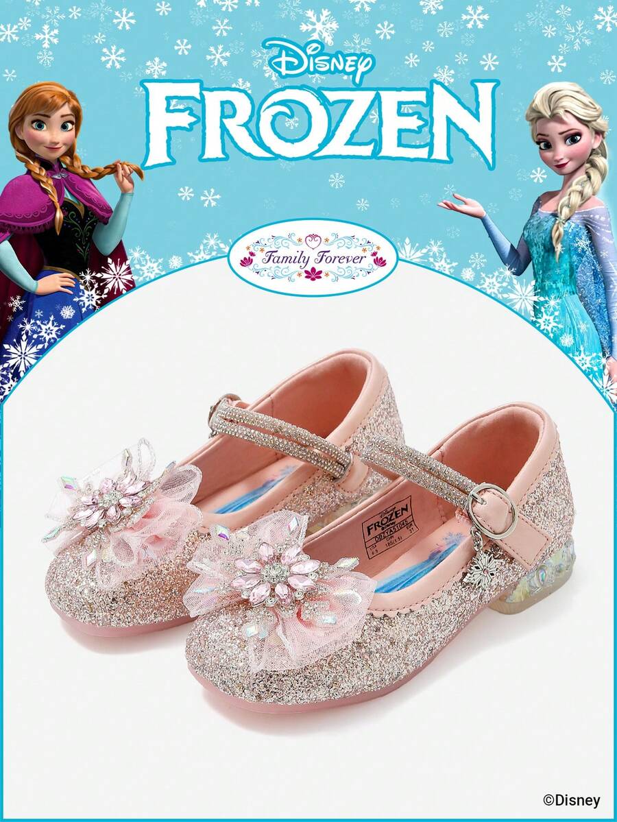 Disney 1 Pair Authorized Collaboration With [Movie Title] Princess Shoes, Suitable For Daily And Outdoor Wear, Comfortable, Non-Slip, Breathable (Children Flat Shoes, Girls Shoes, Princess Shoes, Queen Shoes) - Pink - View 1