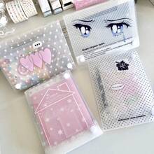 1pc A6 Size Linen Snowflake Frosted Desktop Mini Card Sticker Storage Box, Transparent Dust-Proof Card Organizer School Supplies - Rectangle - View 7
