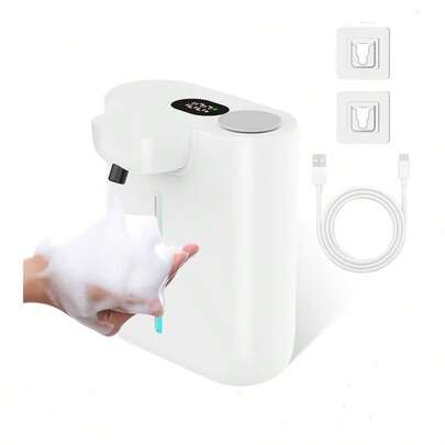 DONASIRA 500ml Super Large Capacity High-Definition Digital Display Smart Infrared Automatic Soap Dispenser, Touchless Foam Liquid Quick Dispenser Pump, Electric Home Handwash & Dishwashing Machine, Transparent Window Bottle, IPX5 Waterproof & Moisture-Proof Body, 9-Level Adjustable Detergent Flow, Tabletop Or Wall-Mounted, Suitable For Schools, Hotels, Malls, Home Cleaning & Hand Sanitizing, New Arrival For Spring