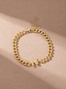 1pc Minimalist Stainless Steel Letter A-Z Bracelet, Fashionable Daily Wear Gift For Friends - Yellow Gold - View 27