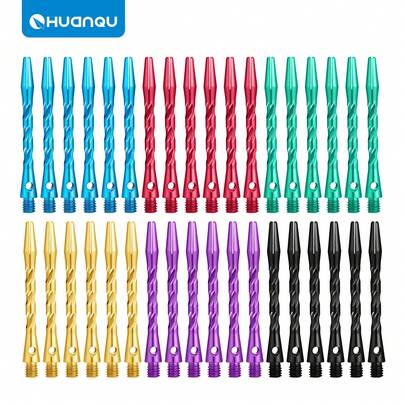 HUANQU 6pcs Aluminum Dart Shafts | Precisely Balanced, 51mm Long Durable Replacement Dart Shafts, 2BA Screw-In Compatible With Soft/Hard Tip Darts, 6 Colors, Suitable For All Skill Levels, Dart Accessories, Perfect For Competition Practice And Holiday Gifts