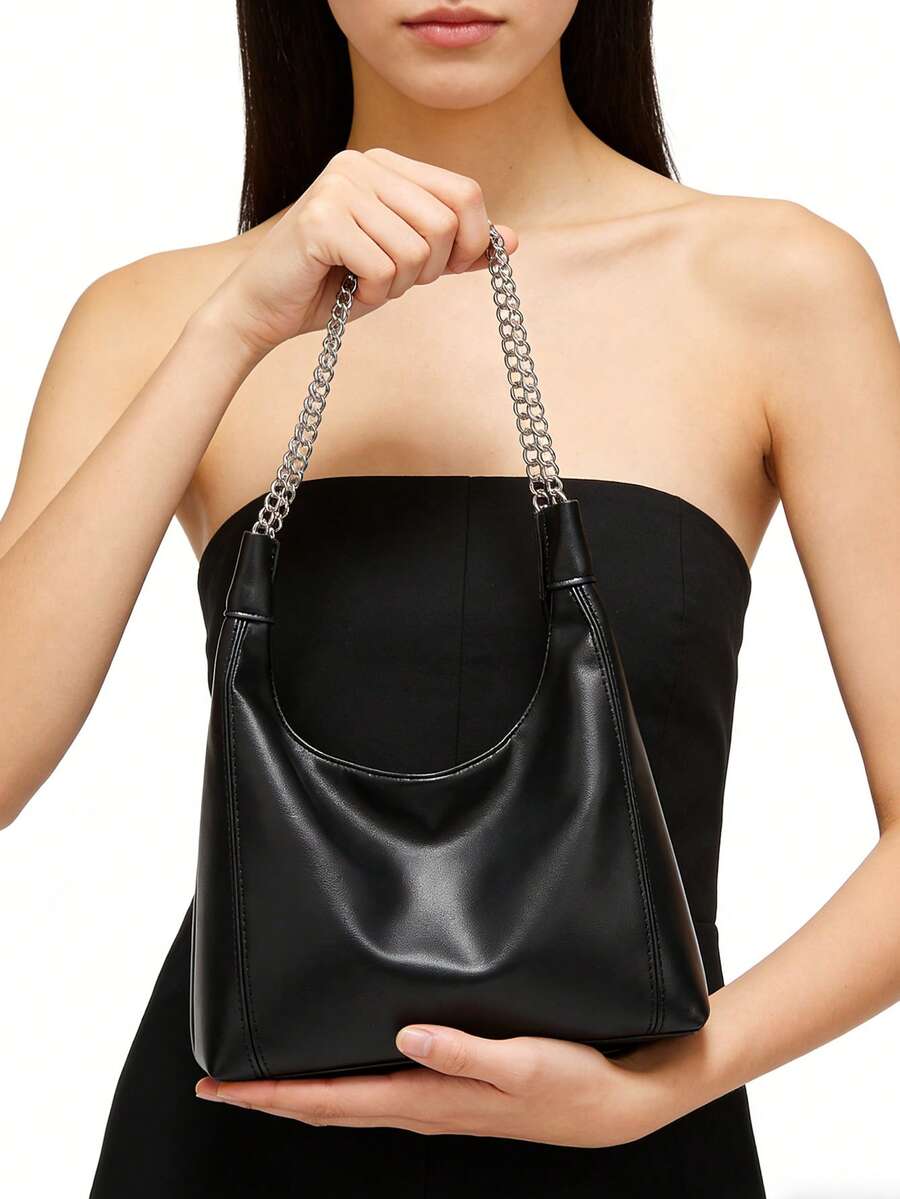 Women's Fashion Casual Chic Crescent Moon Shaped Chain Shoulder Bag, Suitable For Outing, Dating, Commuting/Office And Daily Use