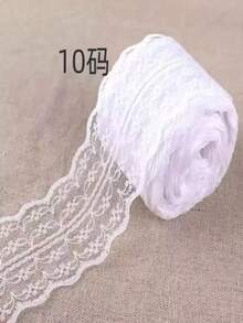 1/10码 - （1码 = 0.914米，10码 ≈ 9.14米）白色蕾丝花边丝带，手工DIY装饰丝带，礼品包装，发饰，插花 - 服装装饰，白色蕾丝派对礼品，装饰品，礼品丝带，圣诞节，情人节，母亲节 - 白色 - 查看 13