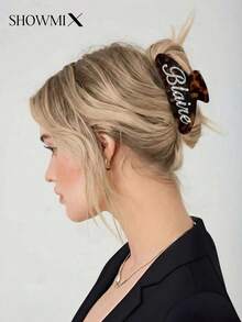 Handcrafted Diamond-Encrusted Classic Customized Logo/Name Acrylic Hair Clip, Fashionable Versatile Personalized Gift - Multicolor - View 3