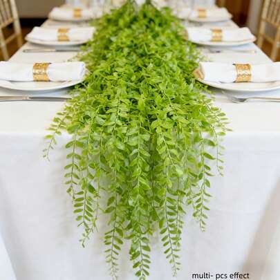 1株人造柳条吊兰 | 抗紫外线塑料材质，经久耐用，优雅浪漫，适用于家居、客厅、公寓、浴室、婚礼、母亲节、生日派对等场合