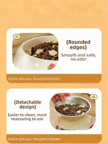 Tazón de comida elevado para mascotas con revestimiento de acero inoxidable y antideslizante, estilo de dibujos animados lindo adecuado para gatos y perros - Gran capacidad - Ver 5