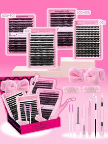948Pcs, 240Pcs 260Pcs 208Pcs Individual Lash Clusters, 60D 80D 100D Lash Clusters Eyelash Extension Kit, 10-20mm Mix Individual Lashes Kit With Lash Bond And Seal, Remover, Lash Tweezers, Brush, 3D Thick Eyelash Extension Kit, Suitable For Daily Commuting Or Holiday Celebration For DIY Eyelash Makeup Design, Lashes,Eyelashes,Fake Lashes - 黑色 - 查看 1