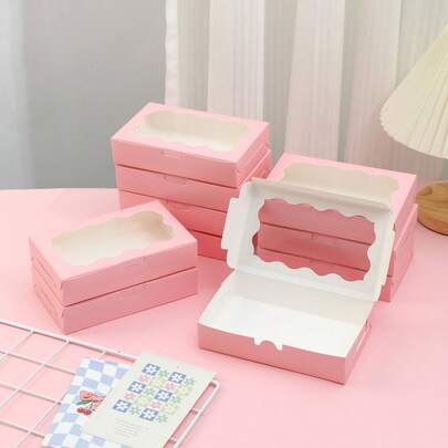 50/30/20/10/1pc Disposable Paper Cookie Boxes With Clear Window - Square Packaging Boxes For Macarons And Donuts, Suitable For Parties, Birthdays And Festive Gatherings - Sturdy And Food Containers For Candy, Chocolate, Pastries, Party Favors, Holiday Packaging And Decorative Packaging