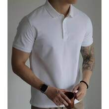 2026 Summer New Pearl Cotton Polo Shirt Collar Men's Short-Sleeve T-Shirt Leading Business Workwear - 淺灰色 - 查看 3
