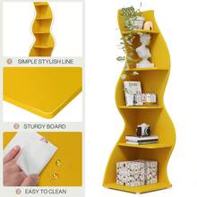 LITTLE TREE LITTLE  TREE Corner Shelf, Modern 5-Tier Wall Corner Bookshelf, Stylish Corner Small Bookcase Storage Rack Plant Stand With Unique Shape For Living Room, Home Office,1PCS - Yellow - View 9