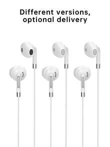 Auriculares con cable de 3,5 mm con micrófono, auriculares intrauriculares blancos para música y llamadas - 3.5mm - Ver 4