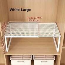 1pc Heavy Duty Adjustable Height Closet Shelf, Space Saving Metal Tiered Storage Rack With Easy Installation, Metal Material, Bedroom Wardrobe Organization Style, Expandable Tiered Pattern, Vertical Storage Shelf For Clothes Shoes Cabinets, Compatible With Wardrobes Shoe Cabinets - Multicolor - View 10