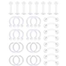 16G Clear Piercing Retainers Flexible Cartilage Helix Daith Rook Tragus Earring Retainer Bioflex Plastic Nose Septum Lip Eyebrow Rings Piercing Retainer - Clear - View 5