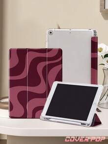 1 件装酒红色弧形条纹平板电脑保护套，适用于 Kindle 电子阅读器，兼容第 10/11 代 Air 4/7 代/9.7 英寸 Galaxy Tab A9 Plus、Kindle（第 11 代-2024 年款）、Kindle Paperwhite（第 12 代-2024 年款），时尚简约设计，是馈赠佳品。 - 彩色 - 查看 4