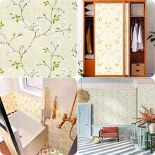 1卷田园藤蔓花卉防水可移除自粘壁纸，适用于宿舍、卧室、书桌、客厅家具翻新，易于安装，45厘米/100*300/500厘米 - 黃色 - 查看 3