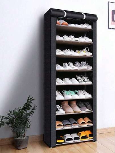 6/10 Tier Shoe Rack With Dust Cover, Non-Woven Fabric, Space Saving, Large Capacity, Easy Assembly, Portable Shoe Cabinet, Suitable For Entryway, Storage Shelf, Home And Dorm, Shoe Organization, Shoe Storage, Shoe Rack, Room Decor, Shelves, Minimalist Style, Spring Break Style, Boho Style, Elegant Style, Mother's Day
