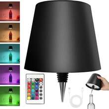 Wireless Bottle Lamp,RGB LED Bottle Light With Remote Dimmable;Gifts - 黑色-1pc - 查看 2