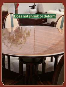 1.5mm Transparent Soft Glass PVC Round Tablecloth, Dining Table Mat, Waterproof Mat, Heat-Resistant Tea Table Surface Protective Pad - White - View 3