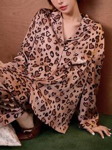 Gongdie 2pcs Disney Marie Cat Print Cotton Long Sleeve Pajama Set, Autumn/Spring - Brown - View 4