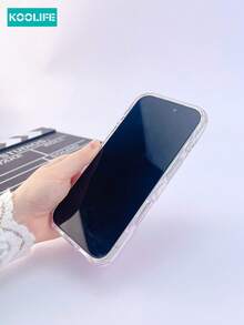 Koolife 1pc Faux Marble Texture Phone Case, Large View Window, Diamond Inlaid Lens, Full Cover TPU, Fashion Design, Anti-Slip Shockproof Case, Compatible With IPhone 17/17 Pro/17 Pro Max - Orange - View 7