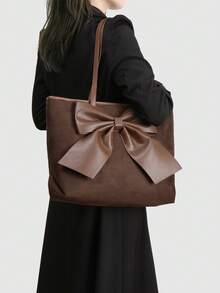 Mẫu mới năm 2026: Túi xách cỡ lớn trang trí nơ, túi đeo vai cao cấp bằng da mềm, túi công sở, túi đa năng cỡ lớn dành cho nữ. - Nhiều màu - Xem 6