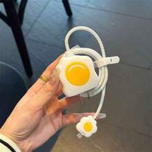 4pcs Silicone Cute Egg-Shaped Cable Protector Sleeves, Suitable Compatible With Apple 20W Charger - Multicolor - View 3
