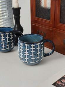 1pc 410ml Vintage Ceramic Handle Mug, Distressed Style High-Quality Ceramic Coffee Cup, Handmade Ceramic Tea Cup, Suitable For Home, Office, Afternoon Tea, Dining, Cafe, Microwave , Reusable - Multicolor - View 8