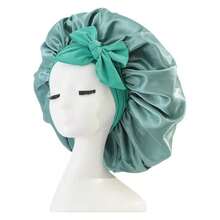 1pc Luxury Silk Satin Adjustable Drawstring Sleep Cap, Comfortable Fit, Unisex, Protects Hair At Night, Comfortable Ruffle Design, Fits Head Closely, Protects Hair |   Satin Cap |   Smooth Satin - Baby Blue - View 35