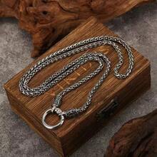 Collar de hueso de dragón con diseño de serpiente trenzada de 4 mm para hombres - Joyería minimalista, ideal para regalar - Acero - Ver 4