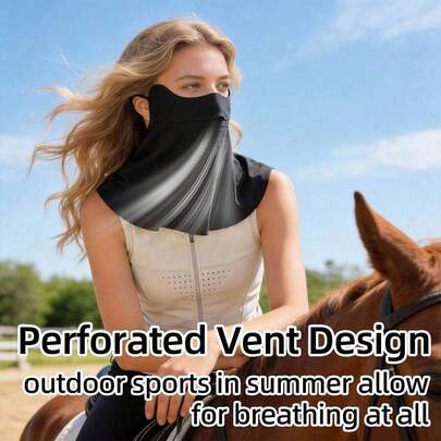 Lightweight, High-Breathability, Full UV Protection Summer Cute Solid Color Silk-Like Fabric Face Mask For Women. With Ear Loops Design, Suitable For Cycling Or Outdoor Activities.