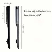 不锈钢眉毛修剪器，高品质刀片，身体脱毛工具，理想的美容工具，长柄设计方便携带 - 彩色 - 查看 2