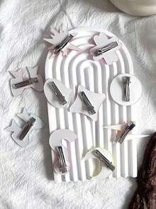 10pcs Cute Expression Acrylic Sweat, Angry, Fire Hair Clips, Side Bangs Hair Accessories, Hairpin - Multicolor 3 - View 3