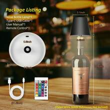Wireless Bottle Lamp,RGB LED Bottle Light With Remote Dimmable;Gifts - 黑色-1pc - 查看 3