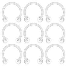 16G Anneau de retenue en plastique transparent pour nez, lèvre, septum, hélix, tragus. Anneau de retenue en bioflex acrylique pour rook, daith. Barbell en forme de fer à cheval en plastique pour le travail et l'école, de 6 mm à 12 mm - Transparent - Voir 7