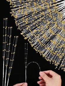 50/30/10颗迷你仿珍珠花，白色珍珠珠子，适用于新娘婚礼珍珠花束派对装饰、DIY花环、新娘婚礼珍珠花束装饰、家居派对装饰工艺品、礼品、生日、毕业典礼 - 金色 - 查看 2