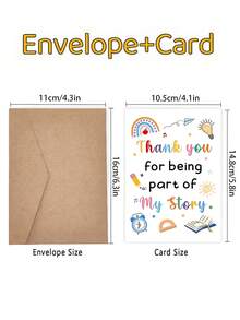 1pc "Thank You For Being Part Of My Story" Thank You Card With Envelope - Rainbow Design, Ideal For Teacher, Professor & Mentor, Perfect Gift From Student & Parent, Blank Inner Page - A - View 5