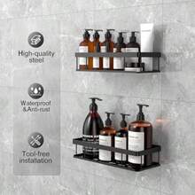 Shower Caddy Shower Shelf No Drilling Bathroom Storage For Shampoo Black Basicdll - Basic - View 3