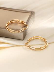 Fashionable Multi-Element Copper Alloy Earrings Set With Zirconia Stones, High-End Earrings Suitable For Daily Wear And As Gifts For Festivals - Hollow Out Earrings - View 2