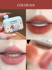 1pc Matte & Glossy Dual-Tone Lip Cream With Applicator Brush, Moisturizing Long-Lasting Natural Versatile Portable Lip Makeup - 彩色 - 查看 9