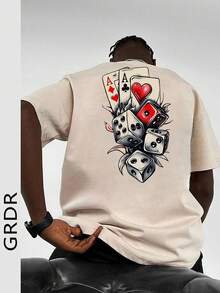 GRDR Men's Summer Printed Graffiti Short Sleeve Fashionable T-Shirt, Suitable For Summer - Apricot - View 4