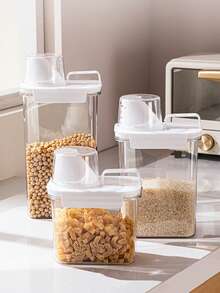 1 pieza Tanque de almacenamiento de cocina, cubo de almacenamiento de arroz para el hogar, caja de almacenamiento sellada a prueba de insectos y humedad, caja de almacenamiento de alimentos a prueba de fugas y portátil, material, adecuada para almacenar alimentos de cocina como granos, nueces, harina, arroz, pasta, etc., suministros de almacenamiento y organización multifuncionales de cocina, accesorios de cocina, recipiente de almacenamiento de cocina - Ver 3