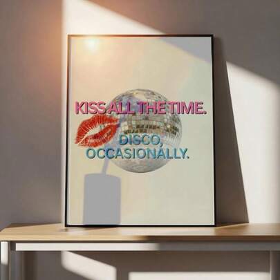 1张《Kiss All The Time》海报。迪斯科风格，偶尔，可打印海报，哈利·波特装饰，哈利·波特周边，我们属于彼此，HS4专辑墙画，客厅和房间装饰，浴室装饰，理想礼物，房间装饰海报，家居装饰墙画，无框