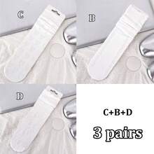 1/3/6 Pairs Women White Lace Hollow Out Socks, Heart Pattern Mid-Calf Socks, Sweet Lolita Style Socks, Straight Tube Socks Without Heels - White - View 44