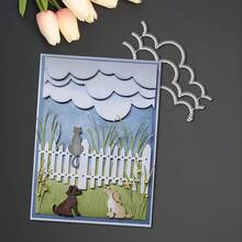 1件套创意围栏、云朵和动物金属切割模具，适用于剪贴簿、压花工艺、手工卡片和礼品卡制作 - A - 查看 5