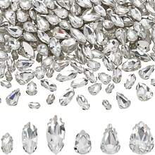 100 buah Rhinestone Bentuk Tetesan Air & Bulat, Rhinestone Kristal Transparan dengan Bagian Belakang Datar, Cocok untuk Dekorasi Pakaian, Tas, Sepatu, dan Kerajinan DIY - Berlian berbentuk tetesan air mata marquise - View 1