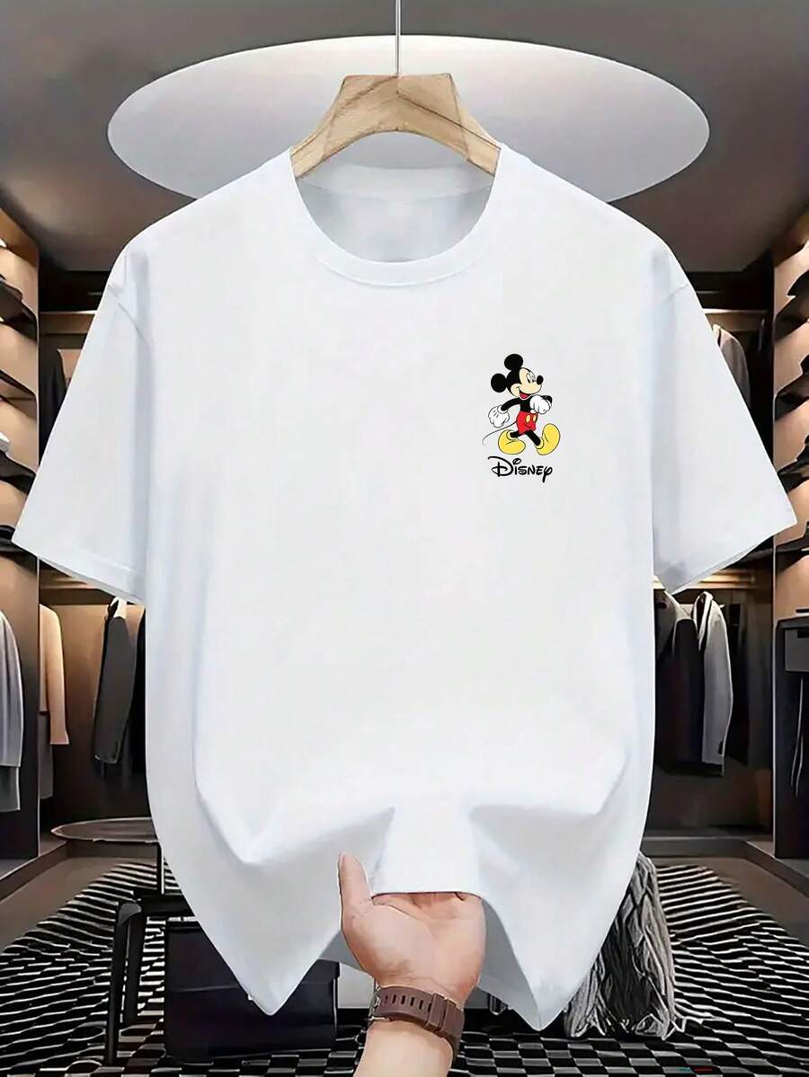 Disney Authorized Mickey Mouse Fun Run Print Women'S T-Shirt, Round Neck Casual Comfortable Tee, Breathable And Lightweight,  Streetwear, Men'S Casual Top - White - View 1