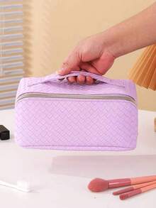 Waterproof PU Leather Cosmetic Bag, Portable Toiletry Makeup Bag, Makeup Organizer Bag, Large Capacity Double-Layer Makeup Bag, Waterproof PU Skincare Bag, Cosmetic Travel Bag, Makeup Bag, Skincare Bag, Toiletry Bag, Travel Essentials, Cruise Essentials, Bohemian Style - Multicolor - View 5