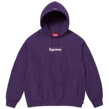 Supreme FW23 Fall/Winter Collection WEEK16 Box Logo Hooded Sweatshirt, Solid Color Logo Pullover Fleece Hooded American Style  Sweatshirt, Unisex - Dark Purple - View 1