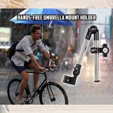 1 pieza Soporte ajustable de 180° para paraguas de bicicleta, cochecito, silla de ruedas, accesorio para exteriores - Negro - Ver 4
